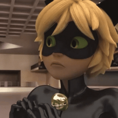 A Close Up Of A Cartoon Character Wearing A Cat Mask And Holding A Bell . GIF