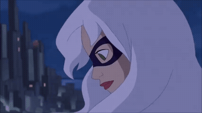 A Close Up Of A Cartoon Character Wearing A Purple Mask GIF