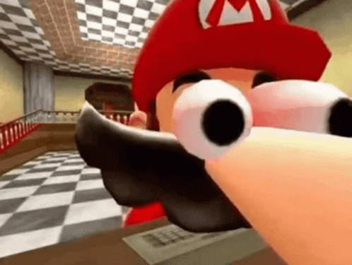 A Close Up Of A Cartoon Character Wearing A Red Hat And Making A Funny Face . GIF