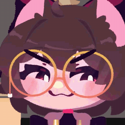 A Close Up Of A Cartoon Character Wearing Glasses And A Bow GIF