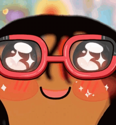 A Close Up Of A Cartoon Character Wearing Glasses And Smiling GIF