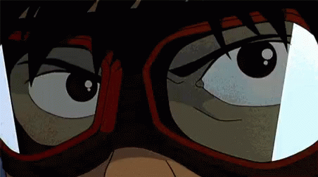 A Close Up Of A Cartoon Character Wearing Goggles . GIF