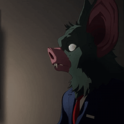A Close Up Of A Cartoon Character With A Bat 'S Head GIF