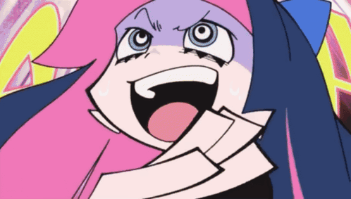A Close Up Of A Cartoon Character With A Big Smile On Her Face GIF