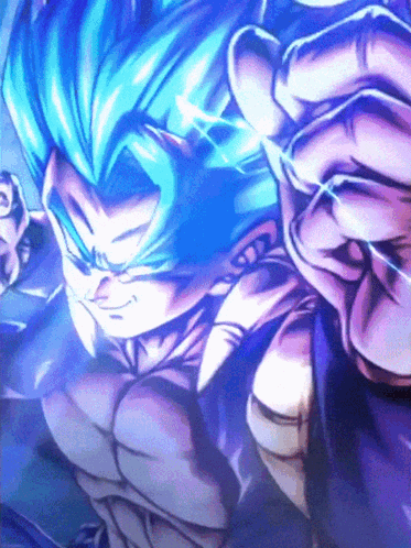 A Close Up Of A Cartoon Character With A Blue Hair GIF