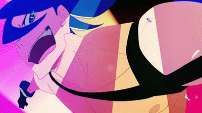 A Close Up Of A Cartoon Character With A Blue Hat On GIF
