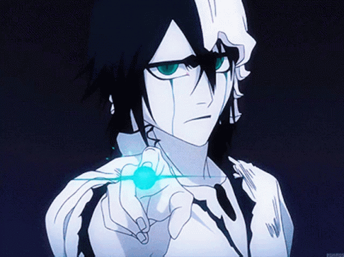 A Close Up Of A Cartoon Character With A Blue Light Coming Out Of His Finger GIF