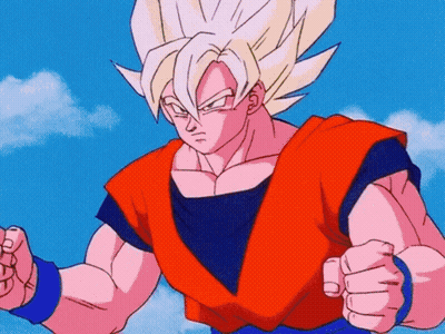 A Close Up Of A Cartoon Character With A Blue Sky And Clouds In The Background GIF