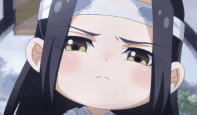 A Close Up Of A Cartoon Character With A Headband On Her Head GIF