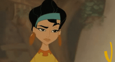 A Close Up Of A Cartoon Character With A Headband On Her Head . GIF