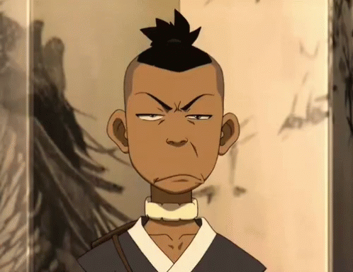 A Close Up Of A Cartoon Character With A Mohawk And A Collar . GIF