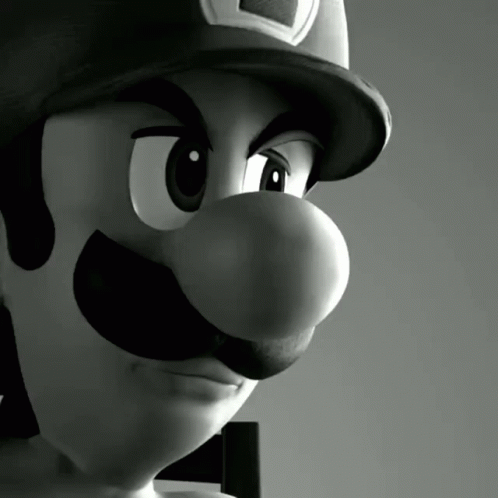A Close Up Of A Cartoon Character With A Mustache GIF