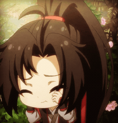 A Close Up Of A Cartoon Character With A Ponytail And Flowers In The Background GIF
