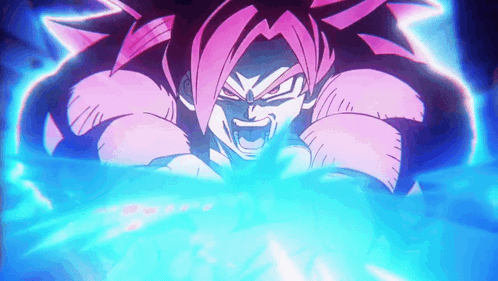 A Close Up Of A Cartoon Character With A Purple Hair And A Blue Light Coming Out Of His Mouth . GIF