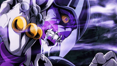 A Close Up Of A Cartoon Character With A Purple Helmet GIF