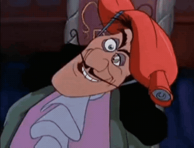 A Close Up Of A Cartoon Character With A Red Hat On His Head GIF