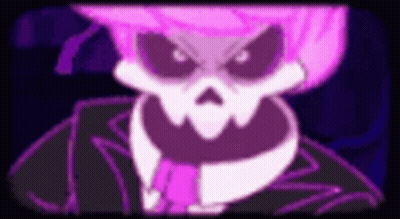 A Close Up Of A Cartoon Character With A Skull On His Head . GIF