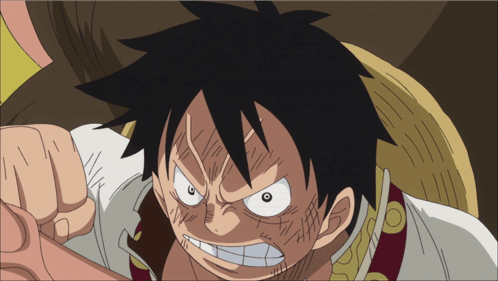 A Close Up Of A Cartoon Character With A Straw Hat GIF