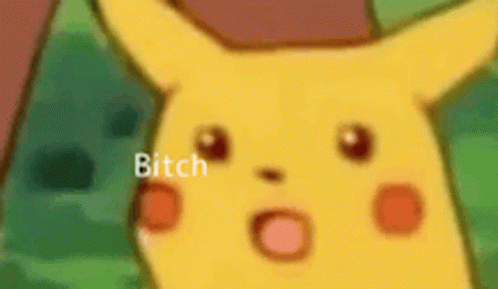 A Close Up Of A Cartoon Character With A Surprised Look On His Face And The Word Bitch Written On It . GIF