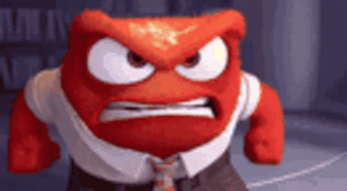 A Close Up Of A Cartoon Character With A Very Angry Face And A Tie . GIF