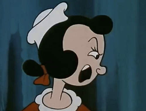 A Close Up Of A Cartoon Character With A Very Angry Look On Her Face . GIF