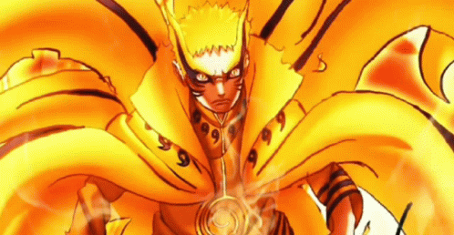 A Close Up Of A Cartoon Character With A Yellow Cape And A Bunch Of Tails . GIF