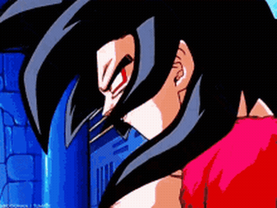 A Close Up Of A Cartoon Character With Black Hair And A Red Shirt GIF