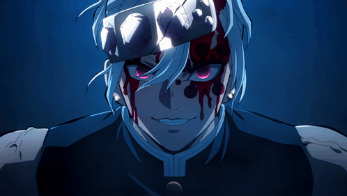 A Close Up Of A Cartoon Character With Blood Coming Out Of His Face GIF