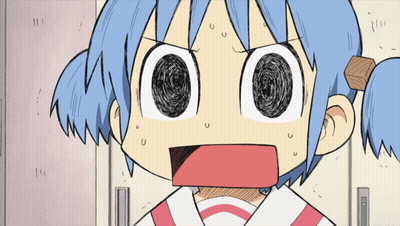 A Close Up Of A Cartoon Character With Blue Hair GIF