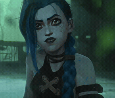 A Close Up Of A Cartoon Character With Blue Hair And Makeup GIF