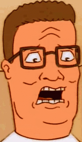 A Close Up Of A Cartoon Character With Glasses And A Surprised Look On His Face GIF