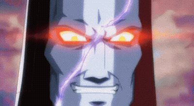 A Close Up Of A Cartoon Character With Glowing Eyes GIF
