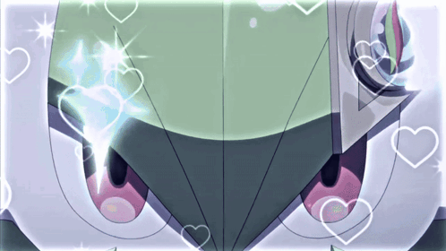 A Close Up Of A Cartoon Character With Hearts Surrounding It GIF