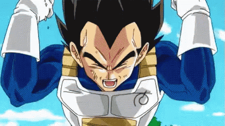 A Close Up Of A Cartoon Character With His Arms In The Air And His Mouth Open . GIF