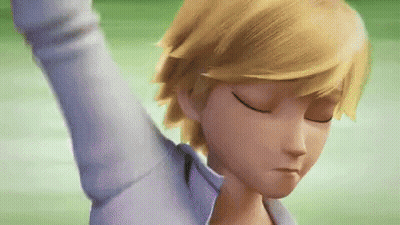 A Close Up Of A Cartoon Character With His Eyes Closed And His Arm Raised . GIF