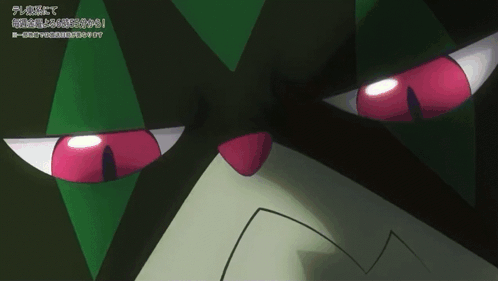 A Close Up Of A Cartoon Character With Japanese Writing GIF