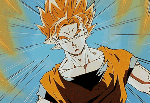 A Close Up Of A Cartoon Character With Orange Hair And A Blue Background GIF