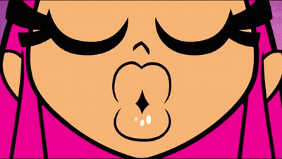 A Close Up Of A Cartoon Character With Pink Hair Making A Funny Face . GIF