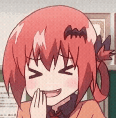 A Close Up Of A Cartoon Character With Red Hair And A Bat On Her Head . GIF