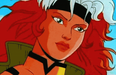 A Close Up Of A Cartoon Character With Red Hair And A Headband On Her Head . GIF