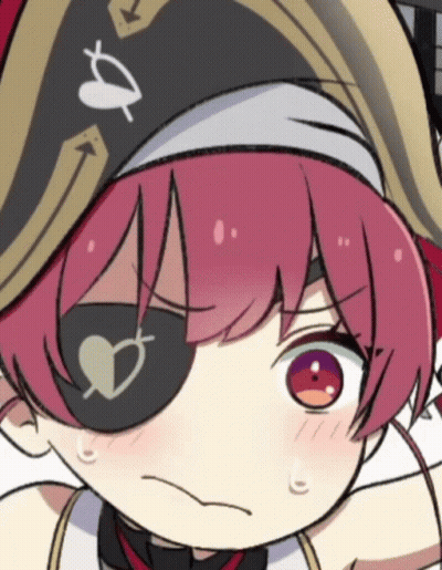 A Close Up Of A Cartoon Character With Red Hair And An Eye Patch GIF