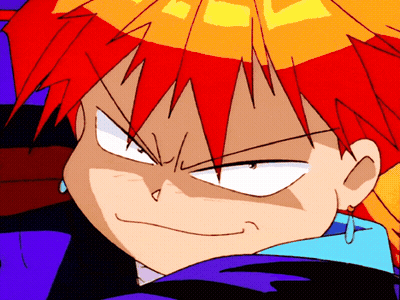 A Close Up Of A Cartoon Character With Red Hair And Earrings GIF