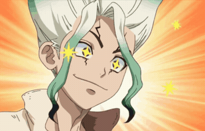 A Close Up Of A Cartoon Character With Stars On His Eyes GIF