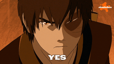 A Close Up Of A Cartoon Character With The Word Yes In White Letters GIF