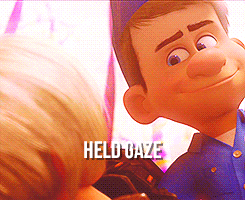 A Close Up Of A Cartoon Character With The Words Held Gaze Written On The Bottom GIF