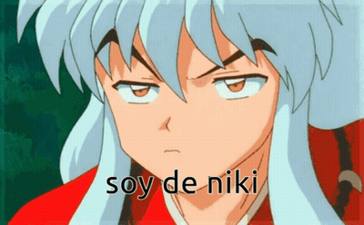 A Close Up Of A Cartoon Character With The Words Soy De Niki Below It GIF