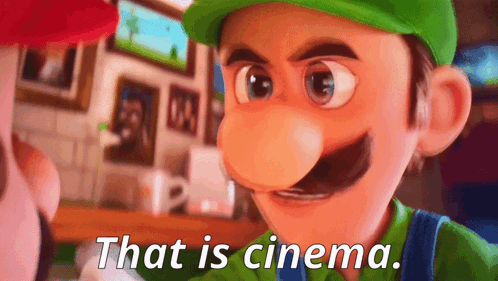 A Close Up Of A Cartoon Character With The Words That Is Cinema Below Him GIF