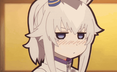 A Close Up Of A Cartoon Character With White Hair And A Horn GIF