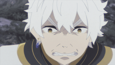 A Close Up Of A Cartoon Character With White Hair And Yellow Eyes GIF