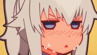 A Close Up Of A Cartoon Character With White Hair Making A Funny Face GIF